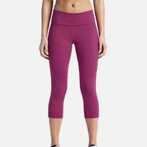 Nike Dri-Fit Womens Leggings Tights Cropped Pink Stretch High Rise Size Medium - Picture 1 of 6